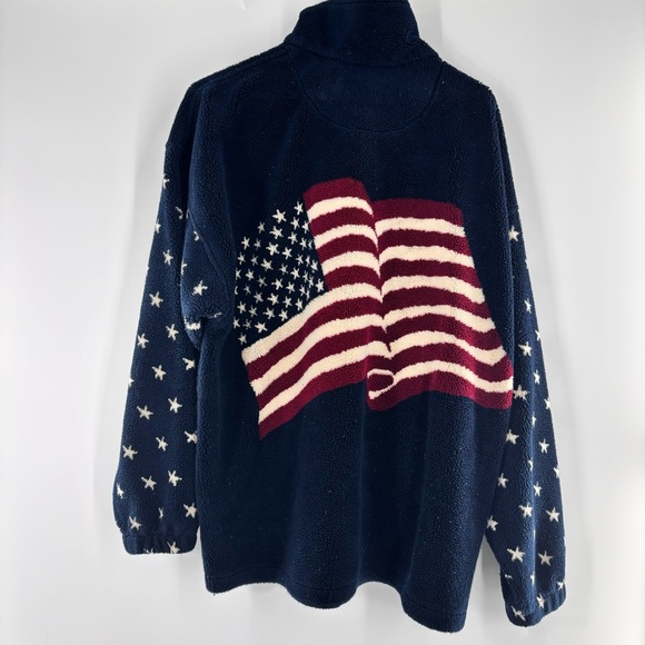 BEAR RIDGE OUTFITTERS Fleece Jacket MADE IN USA Stars American Flag Men’s Large - Picture 2 of 5